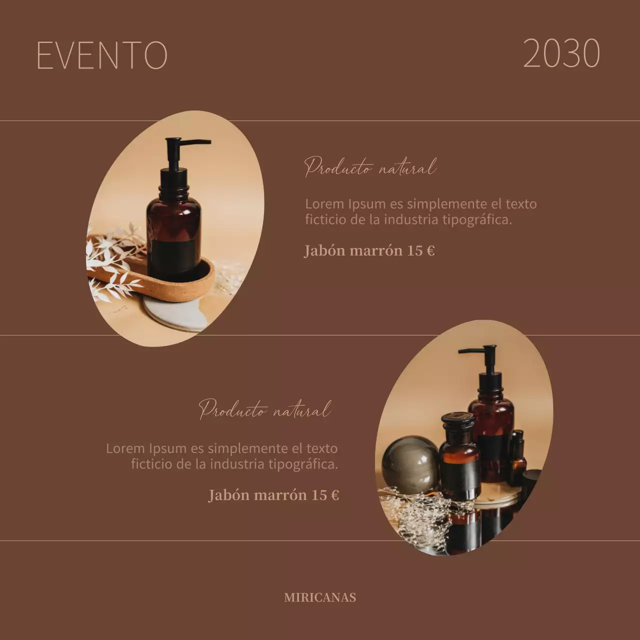 Publicidad de una marca de cosméticos de lujo en marrón y marfil.