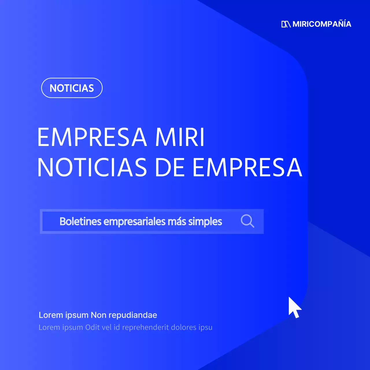 Un sencillo boletín empresarial en azul y blanco
