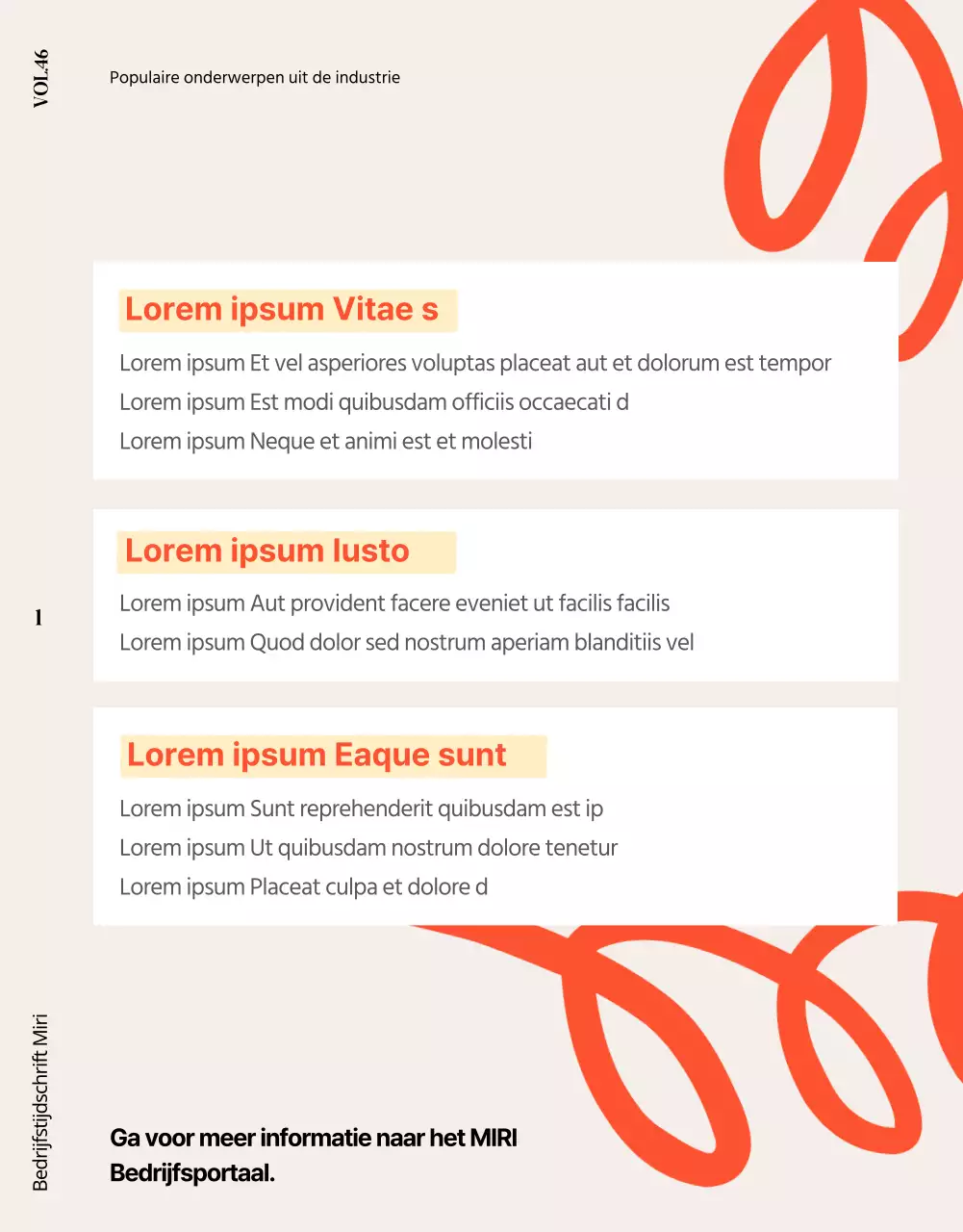Een leuk oranje en beige bedrijfsmagazine