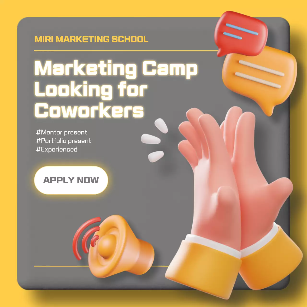 Yellow Modern Marketing Recruitment Social Media Post