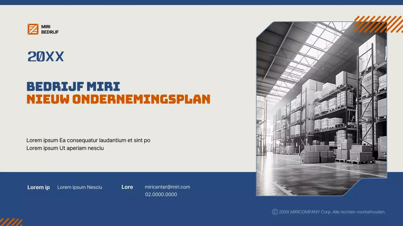 Een eenvoudig ondernemingsplan voor het nieuwe jaar in blauw en oranje