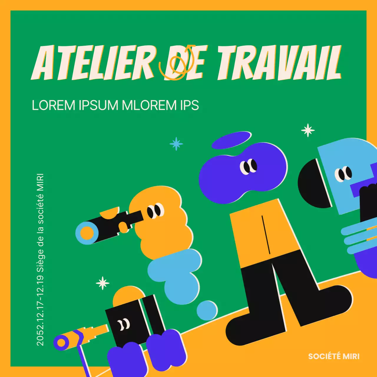 Promouvoir un atelier kitsch de planification des performances en vert et jaune