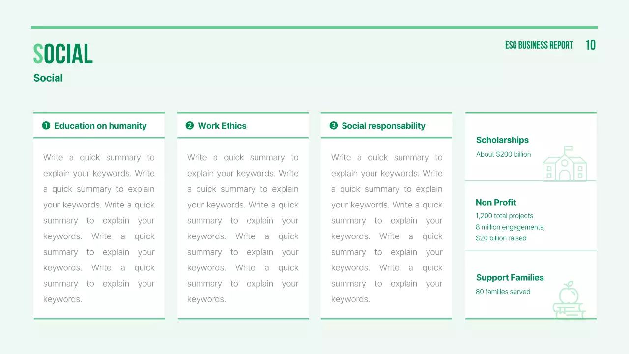 그린 미니멀리스트 비즈니스 보고서 프레젠테이션