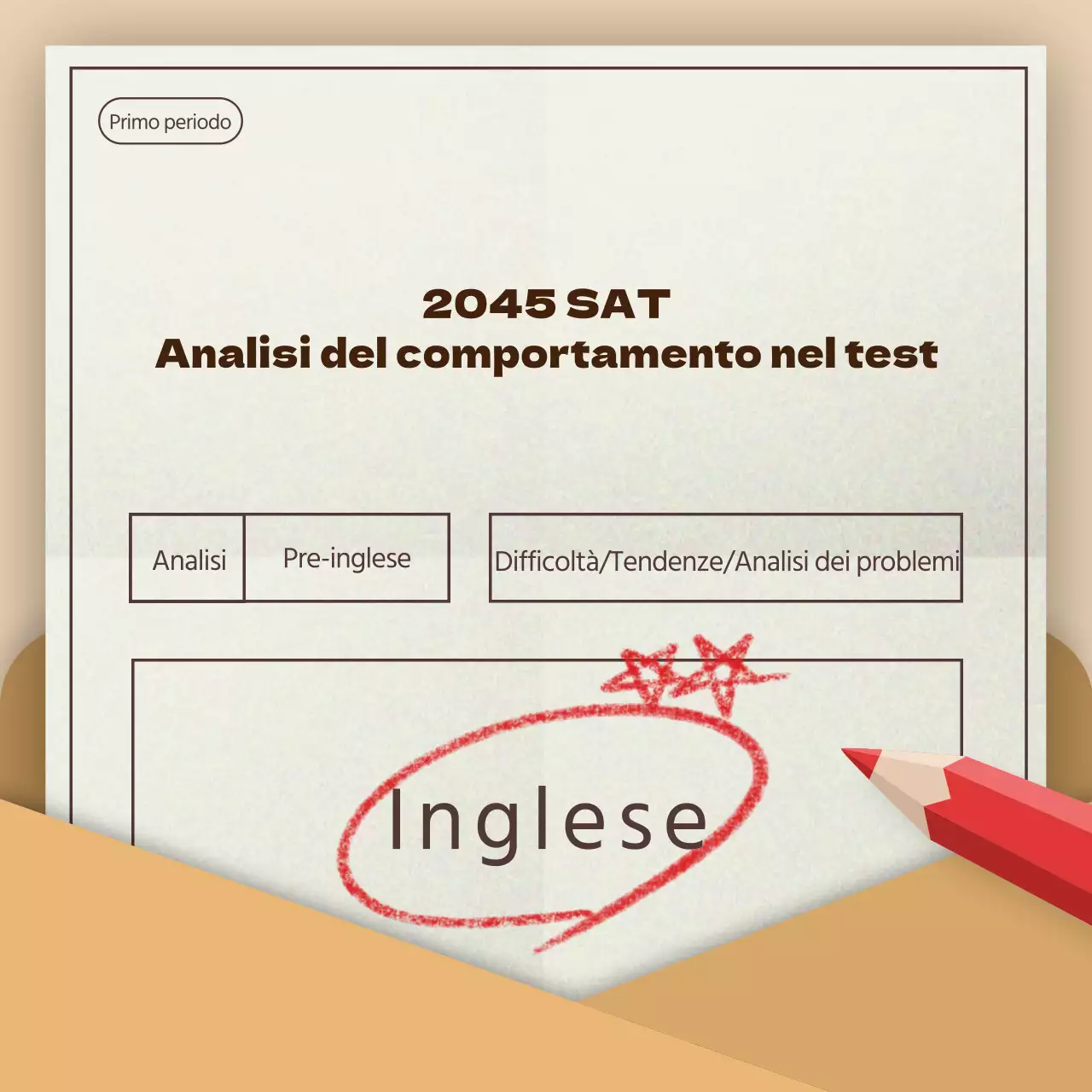 Un semplice rapporto beige e rosso di analisi delle tendenze degli esami SAT per le accademie