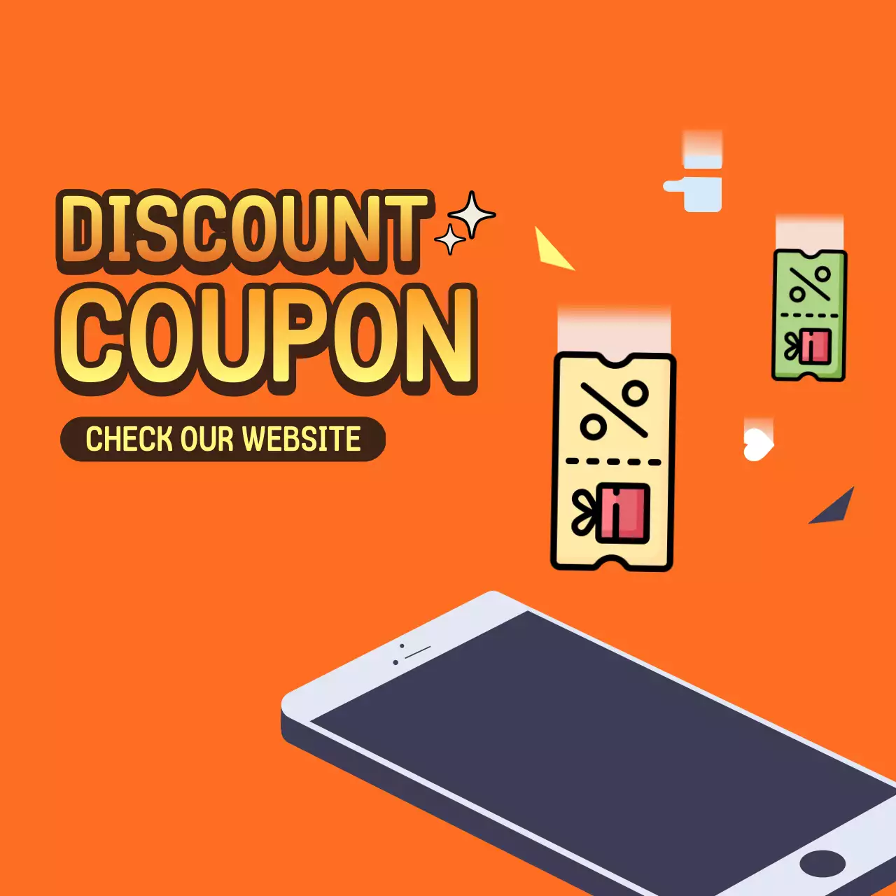 주황색 배경과 쿠폰 요소가있는 할인 쿠폰