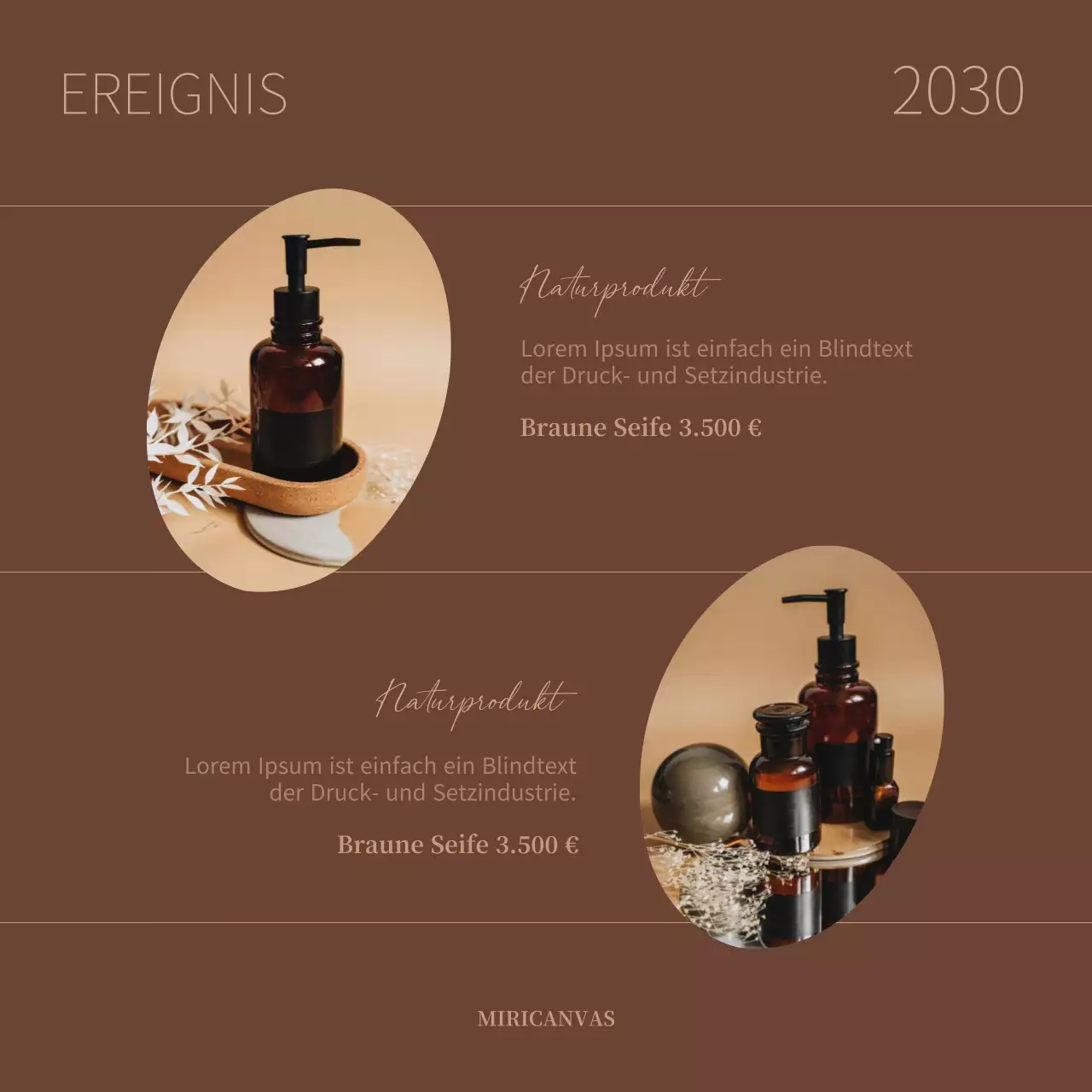 Werbung für eine Luxuskosmetikmarke in Braun und Elfenbein.