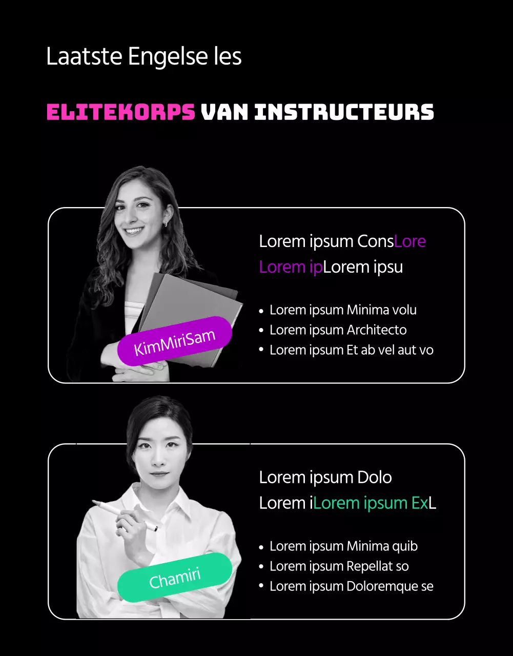 Engels leren in zwart en roze bevorderen