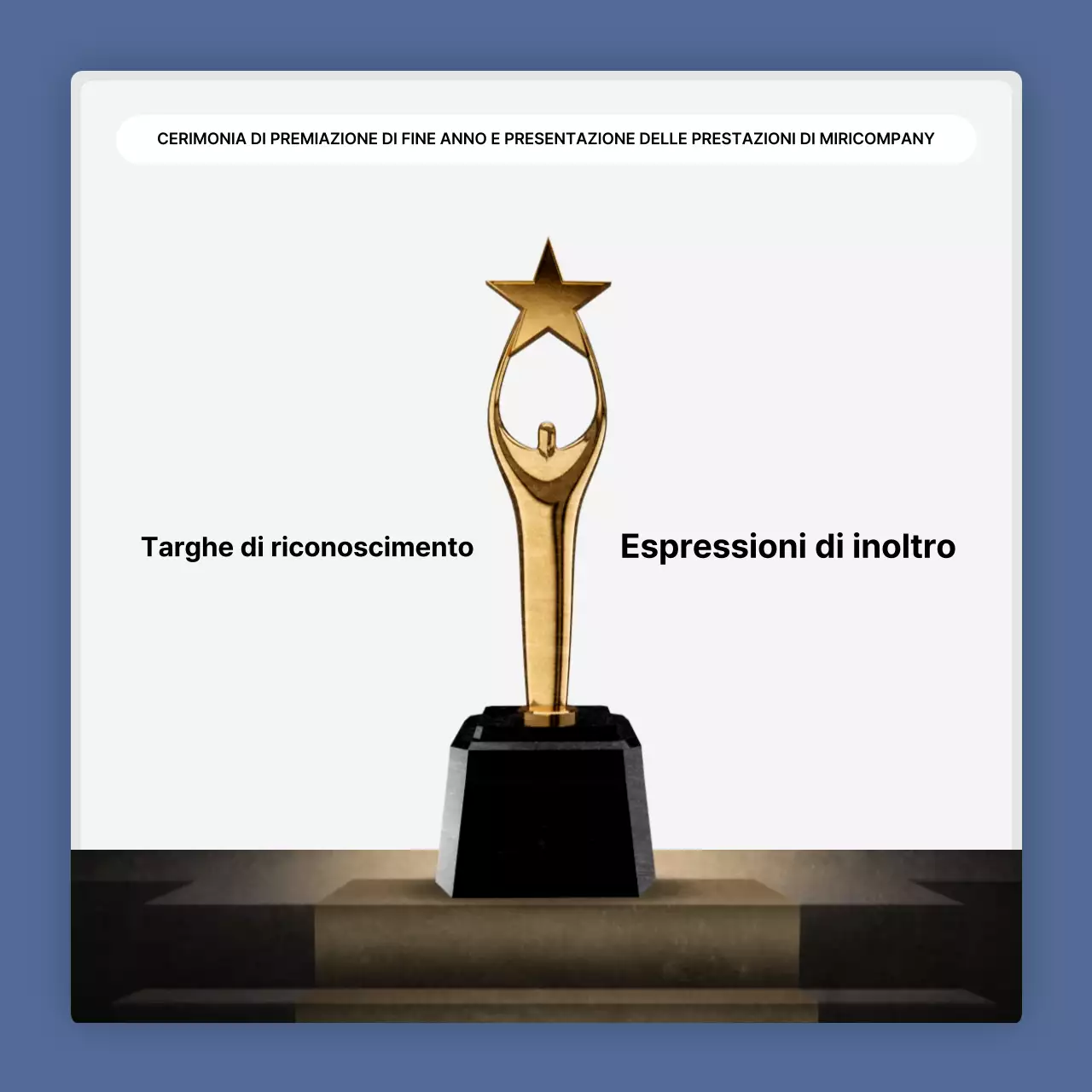 Una semplice presentazione delle prestazioni in bianco e blu e una relazione sull'evento di fine anno