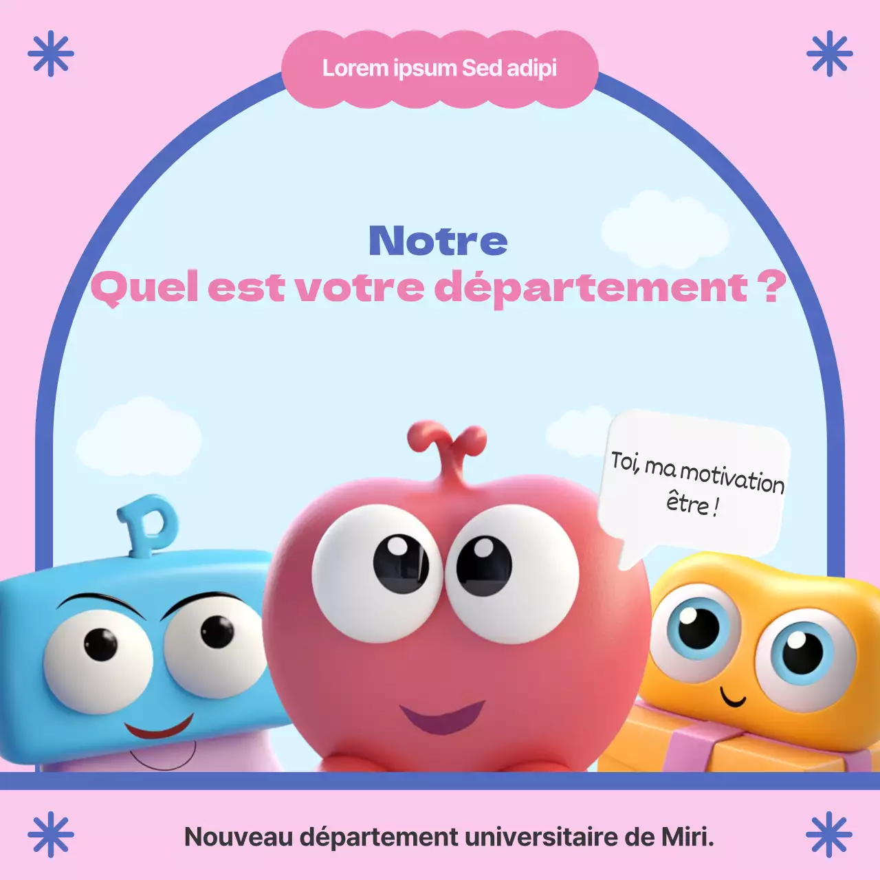 Une palette de couleurs simples, rose et bleu clair, pour présenter le département.