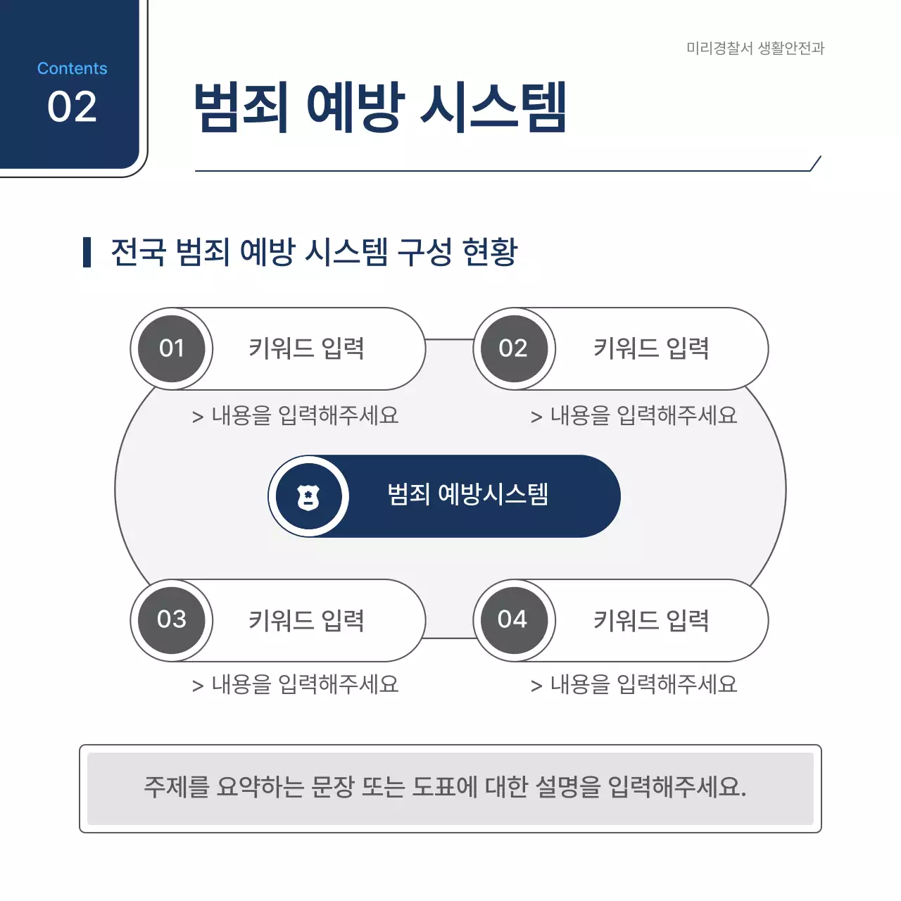 흰색과 남색의 심플한 범죄예방 간담회 보고서