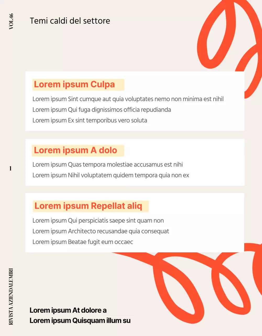 Una simpatica rivista aziendale arancione e beige