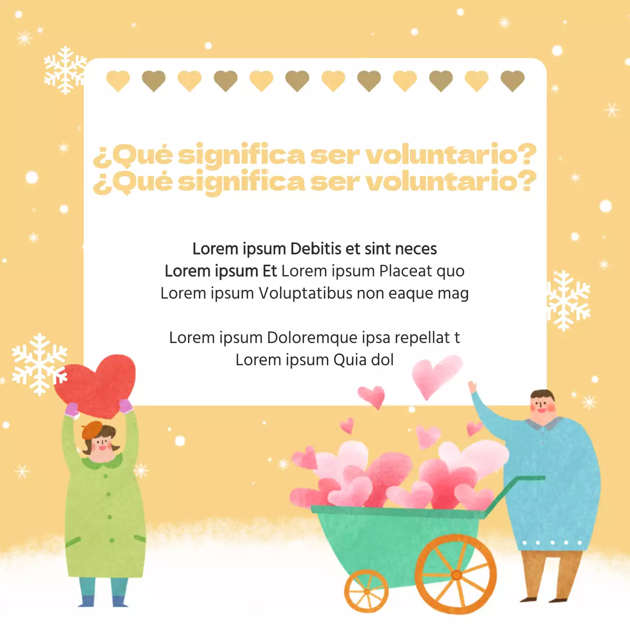 Promueva la captación de voluntarios en invierno con los colores amarillo y azul claro.