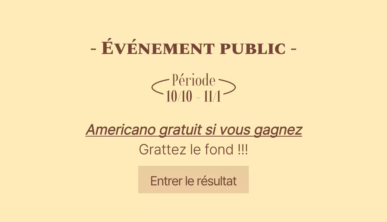 Ouvrez un café à l'ambiance vintage classiqueÉvénementsLoterie