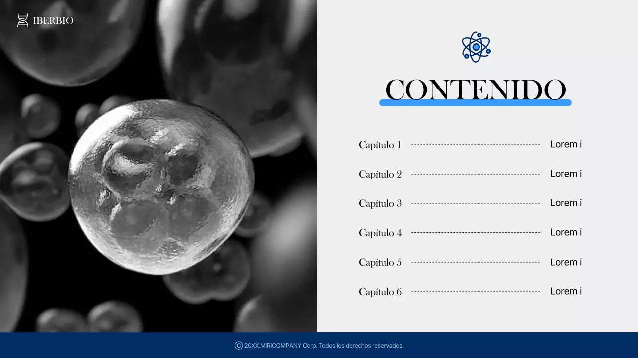 Moderno perfil de empresa sanitaria y farmacéutica en azul marino y azul