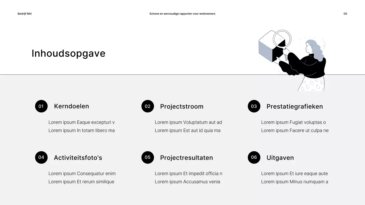 Eenvoudige zakelijke rapporten in grijs en zwart