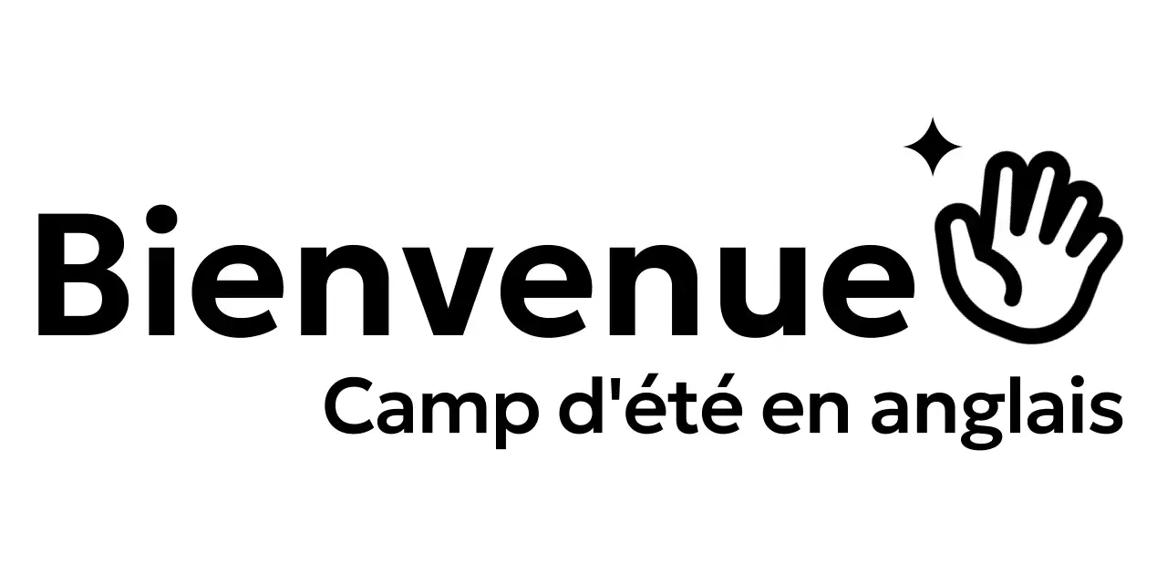 Conception promotionnelle d'un camp anglais avec icône d'une main