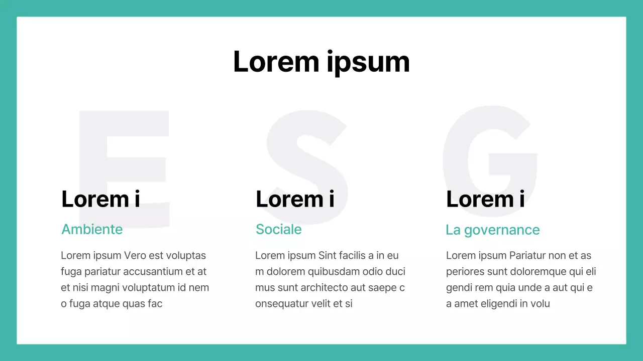 Sensazione di base con accenti di colore menta Rapporto ESG