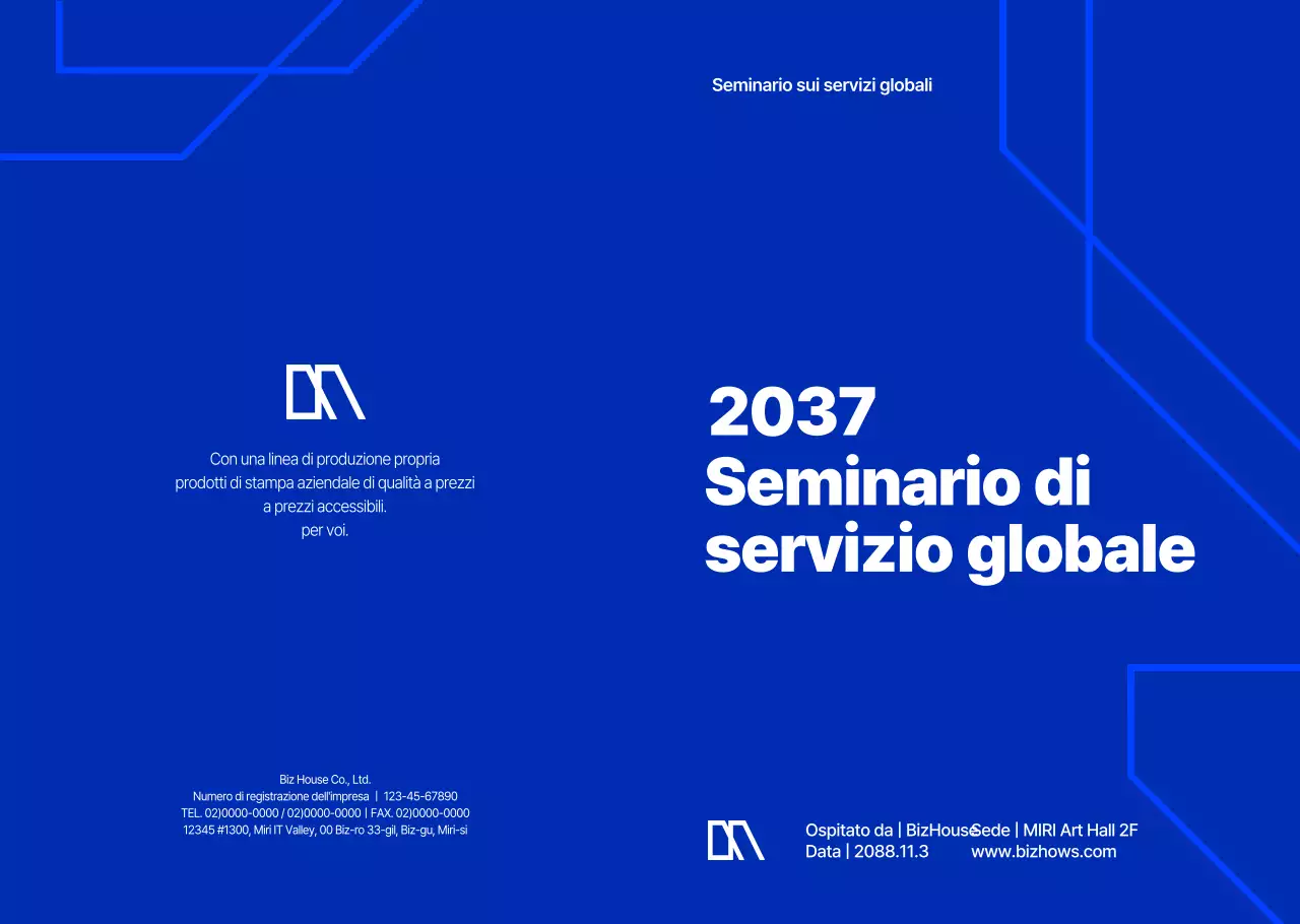 Presentazione di un seminario aziendale sofisticato e dai toni blu