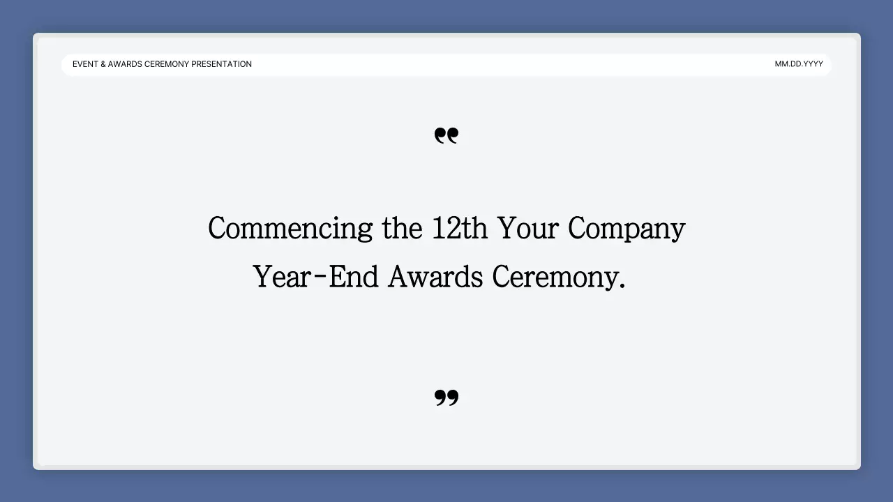 A simple blue-and-white performance presentation and end-of-year event report