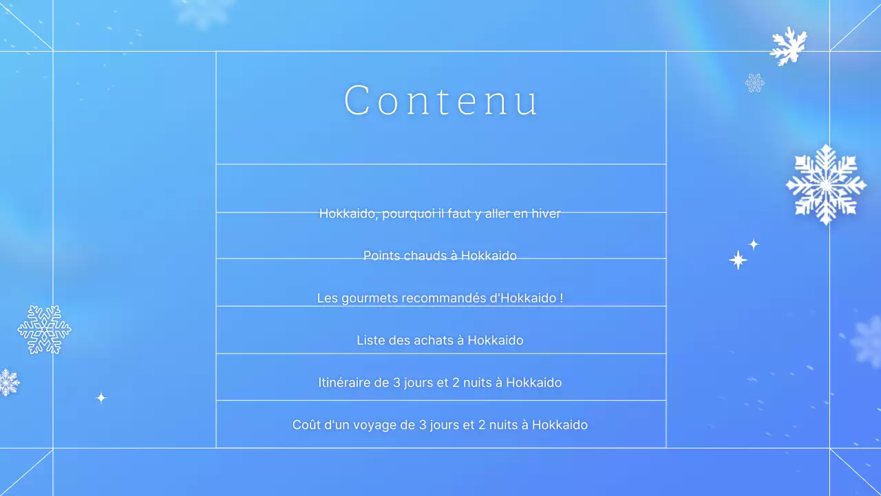 Informations sur les voyages d'hiver à Hokkaido, Japon : bleu et naturel