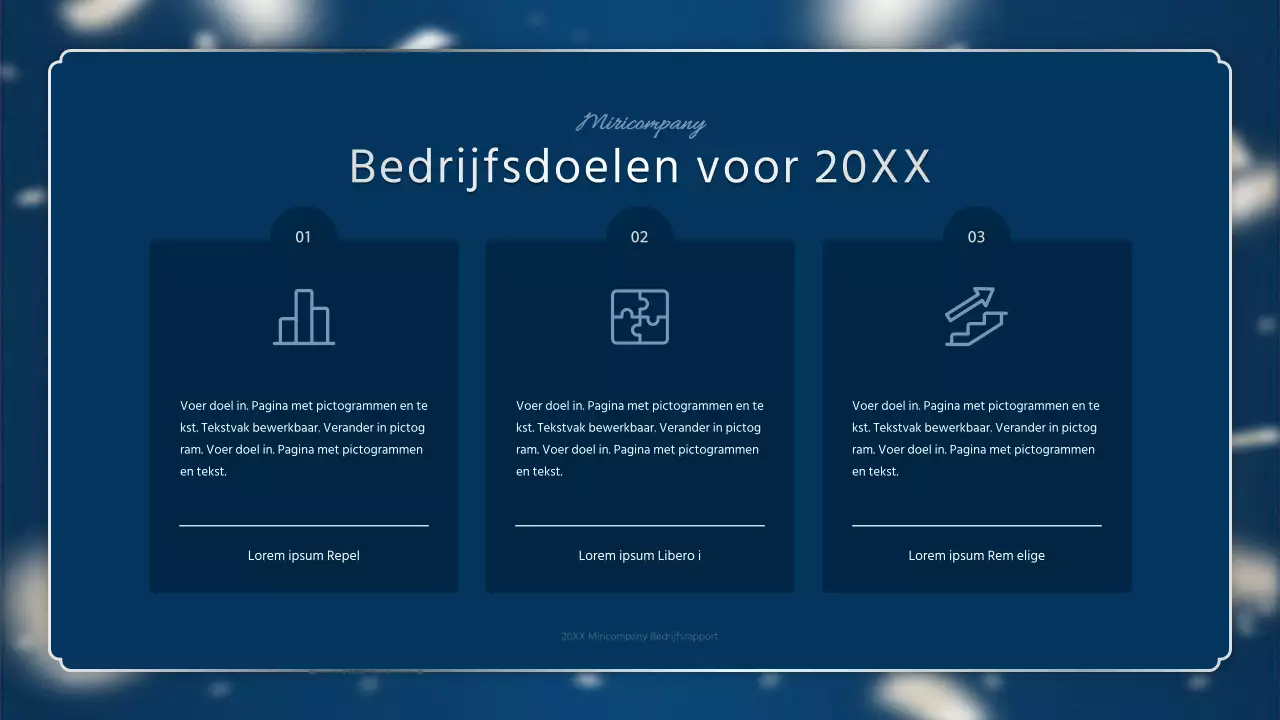 Een luxueus eindejaarsrapport in marineblauw en zilver