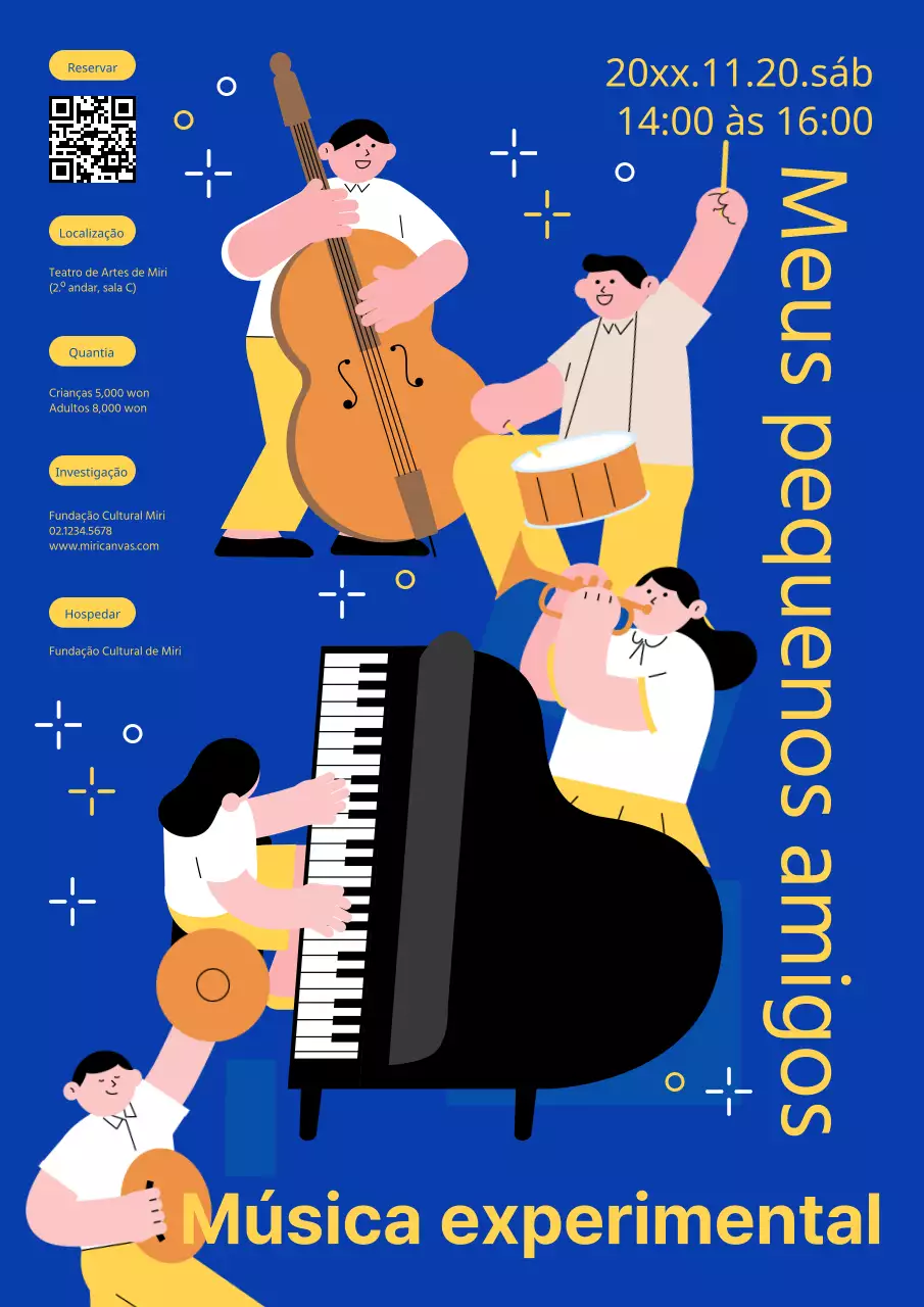 Promover um musical simples e prático em azul e amarelo