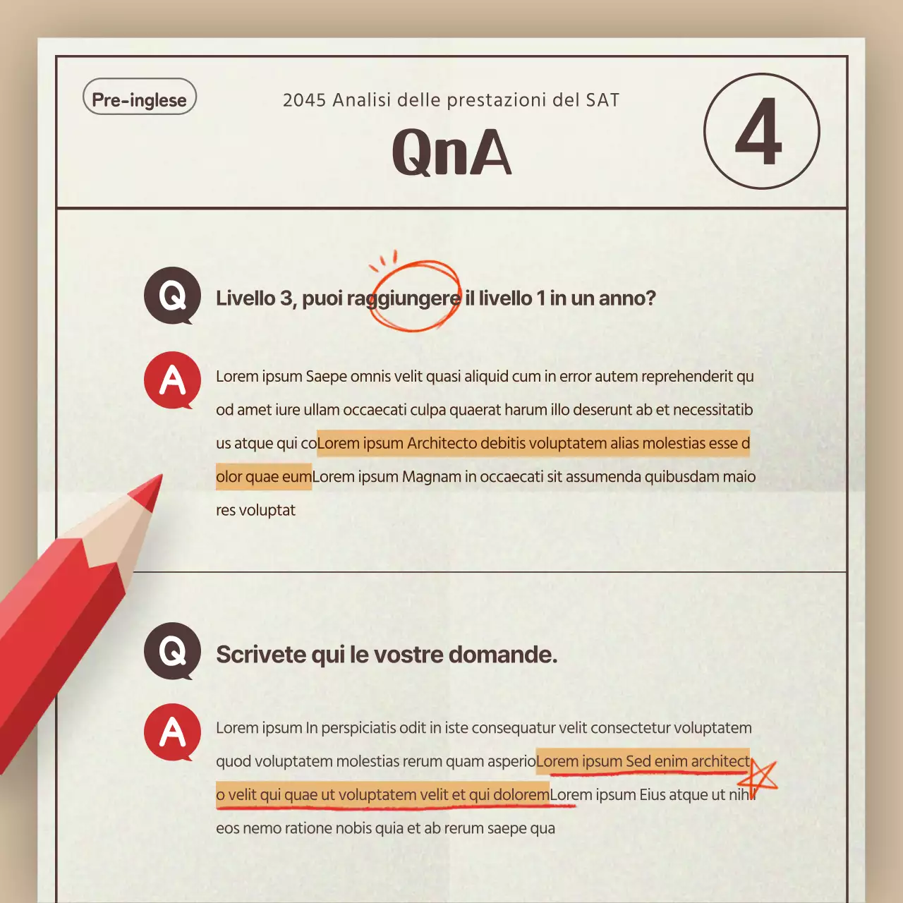 Un semplice rapporto beige e rosso di analisi delle tendenze degli esami SAT per le accademie