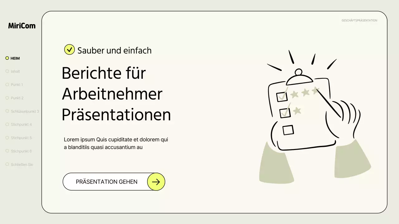 Ein einfacher Geschäftsbericht in Khaki und Neon