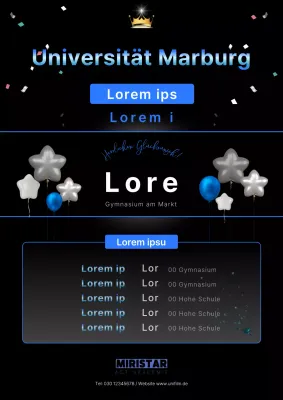 Trendige schwarz-blaue Glückwunschanzeigen