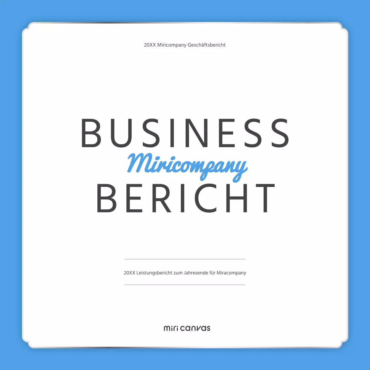 Ein einfacher Jahresendbericht in Hellblau und Weiß