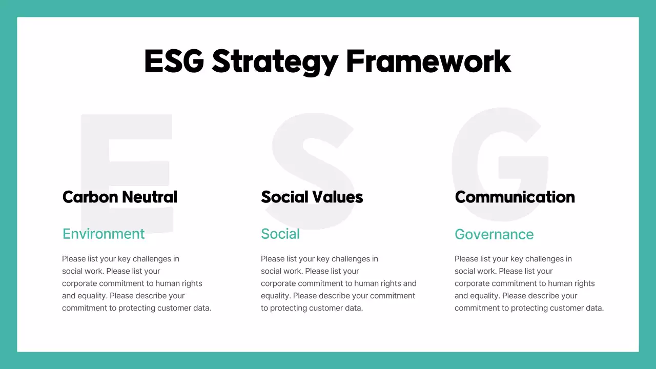 Basic feel with mint accent color ESG reports