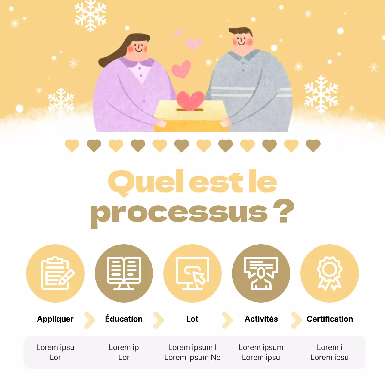 Faites la promotion de votre recrutement de volontaires pour l'hiver avec du jaune et du bleu clair.