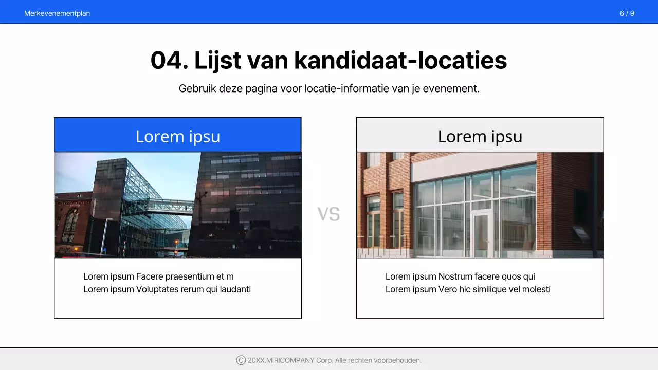 Een eenvoudig evenementvoorstel in blauw en wit