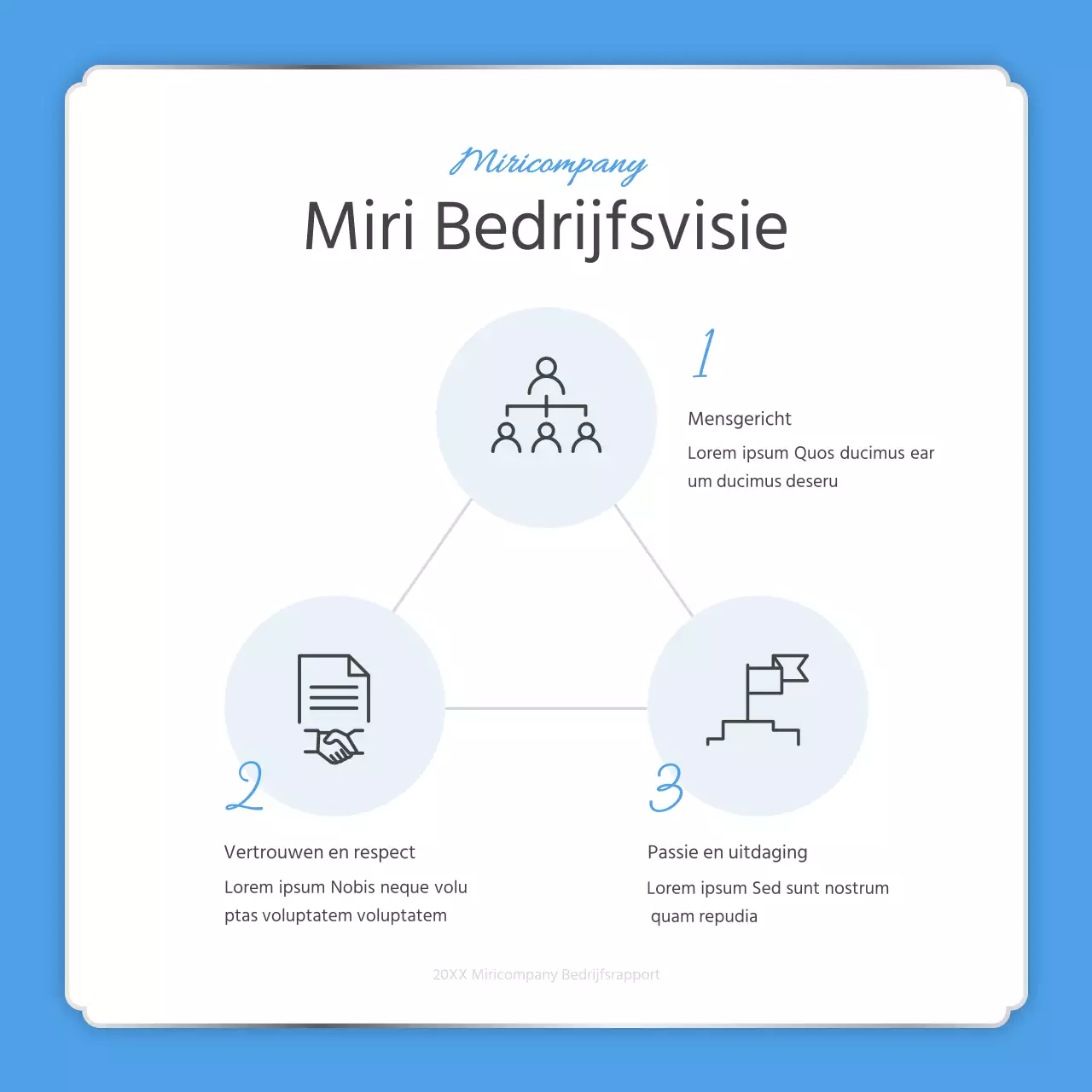 Een eenvoudige eindejaarsrapportage in lichtblauw en wit