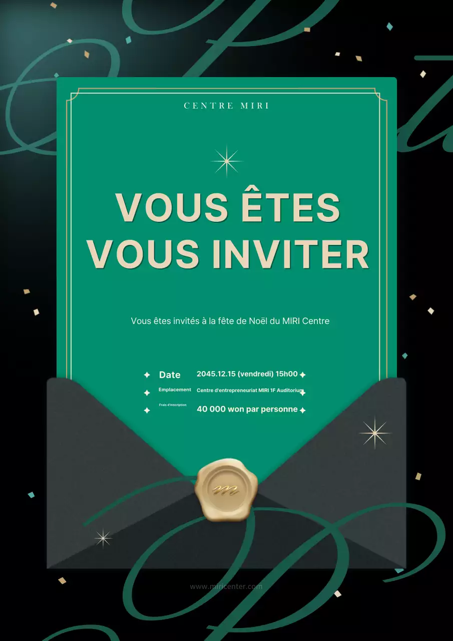Invitation à une luxueuse fête de fin d'année en noir et vert
