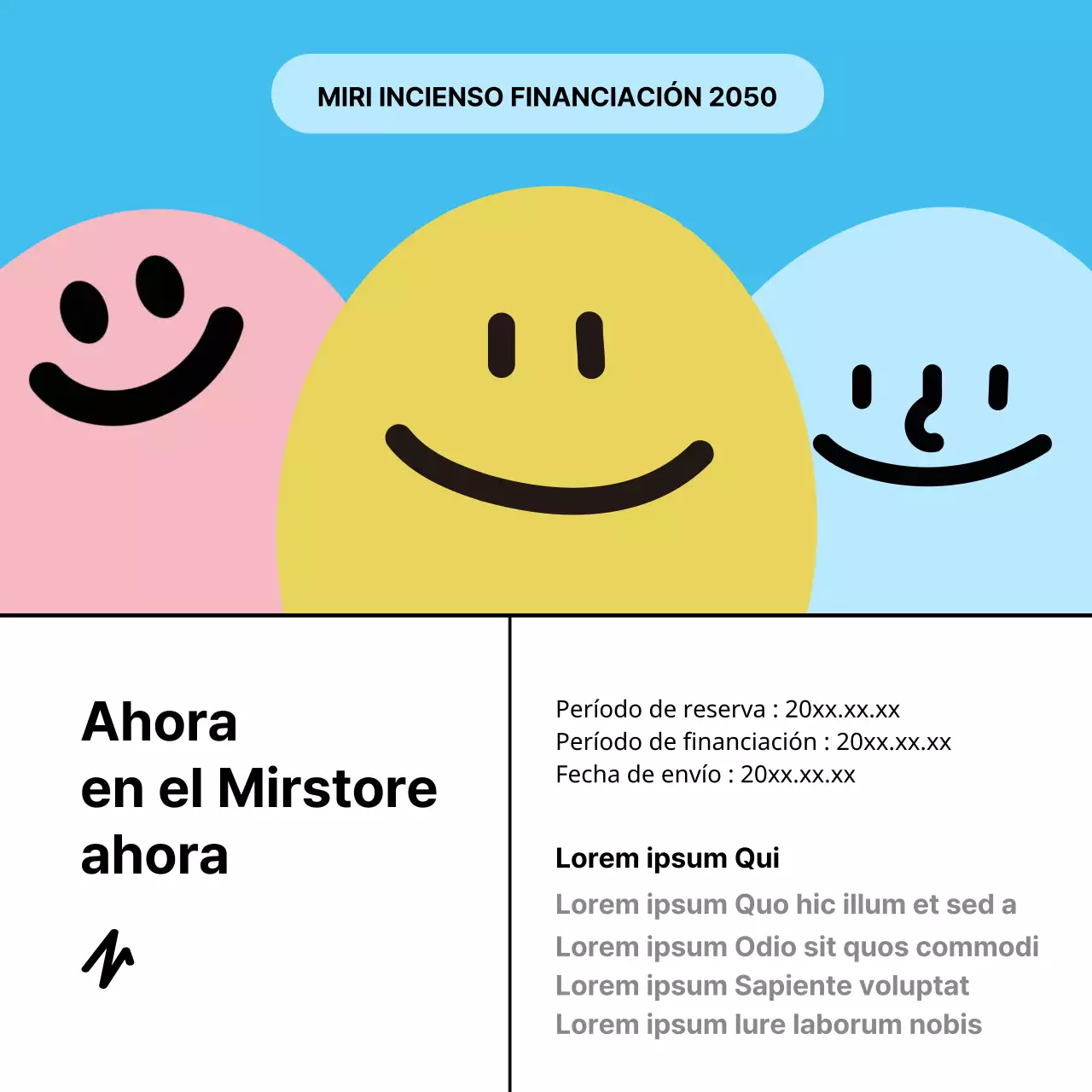 Propuesta minimalista de financiación de incentivos en amarillo y azul claro