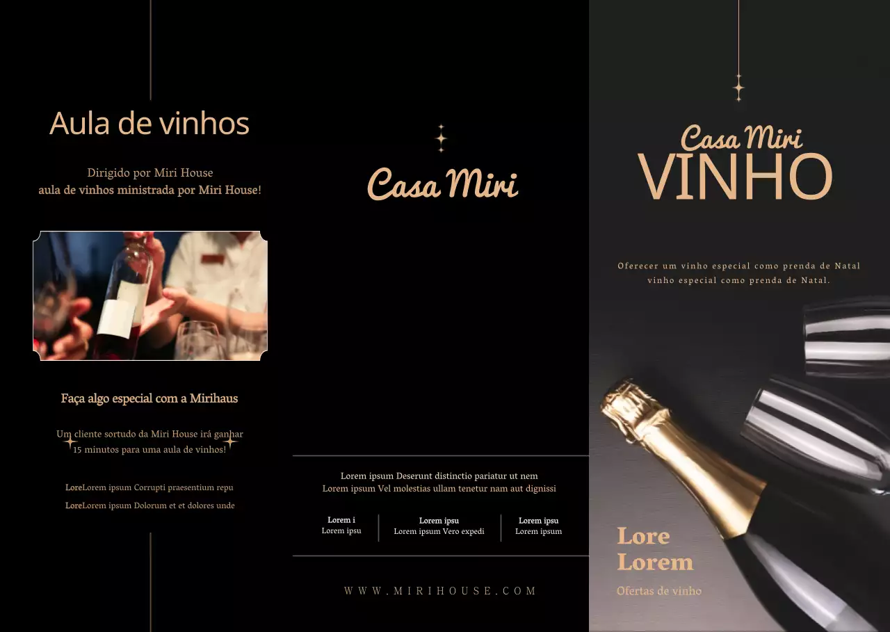 Apresentamos o nosso sofisticado conjunto de oferta de vinho para restaurante em preto e dourado