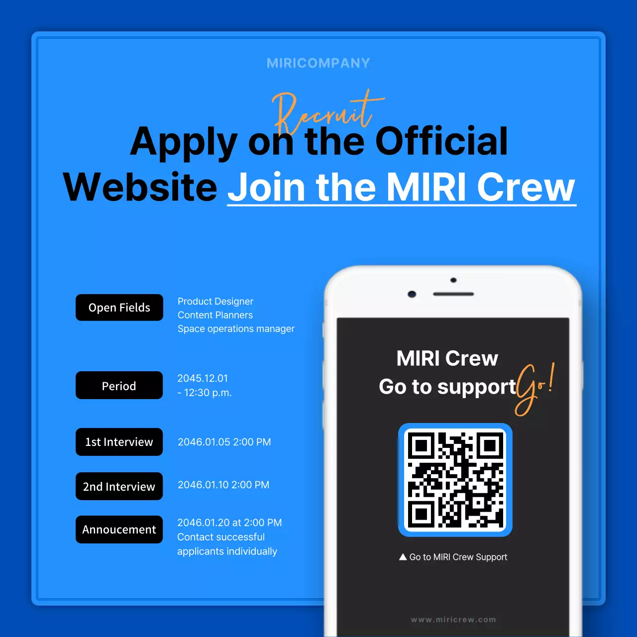 Blue Modern Recruitment Job Posting Instagram Carousel
