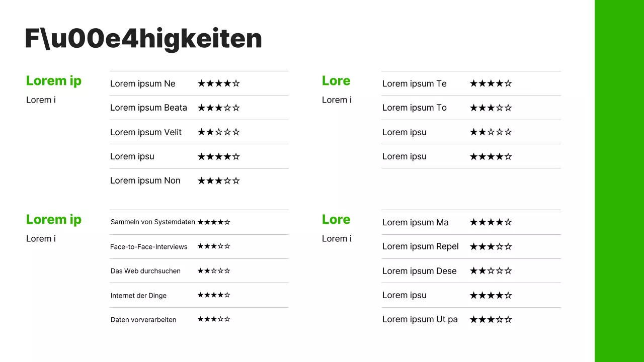 Ein einfaches Karriereportfolio in Grün