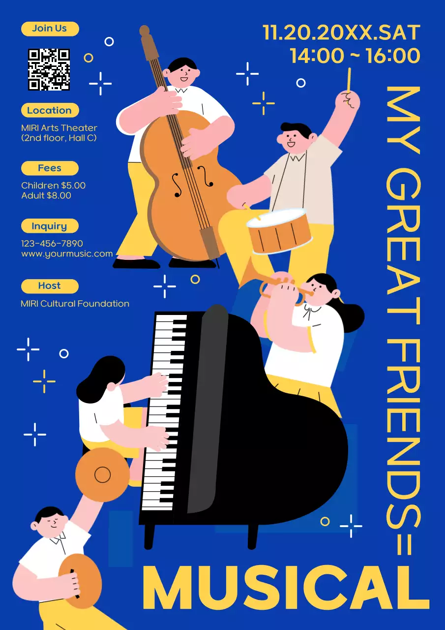 Blue Modern Musical Event Poster