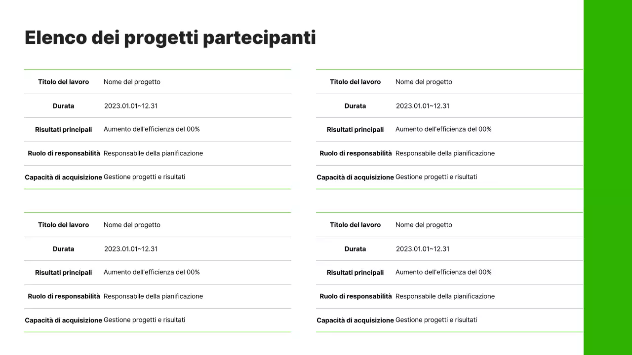 Un semplice portfolio di carriera in verde