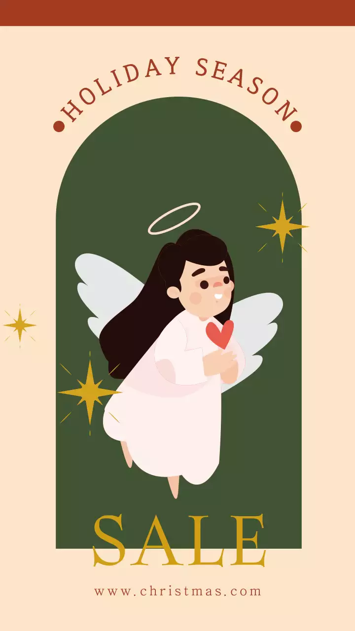 귀여운 일러스트 크리스마스 화이트 엔젤 세일 배너 인스타그램 스토리