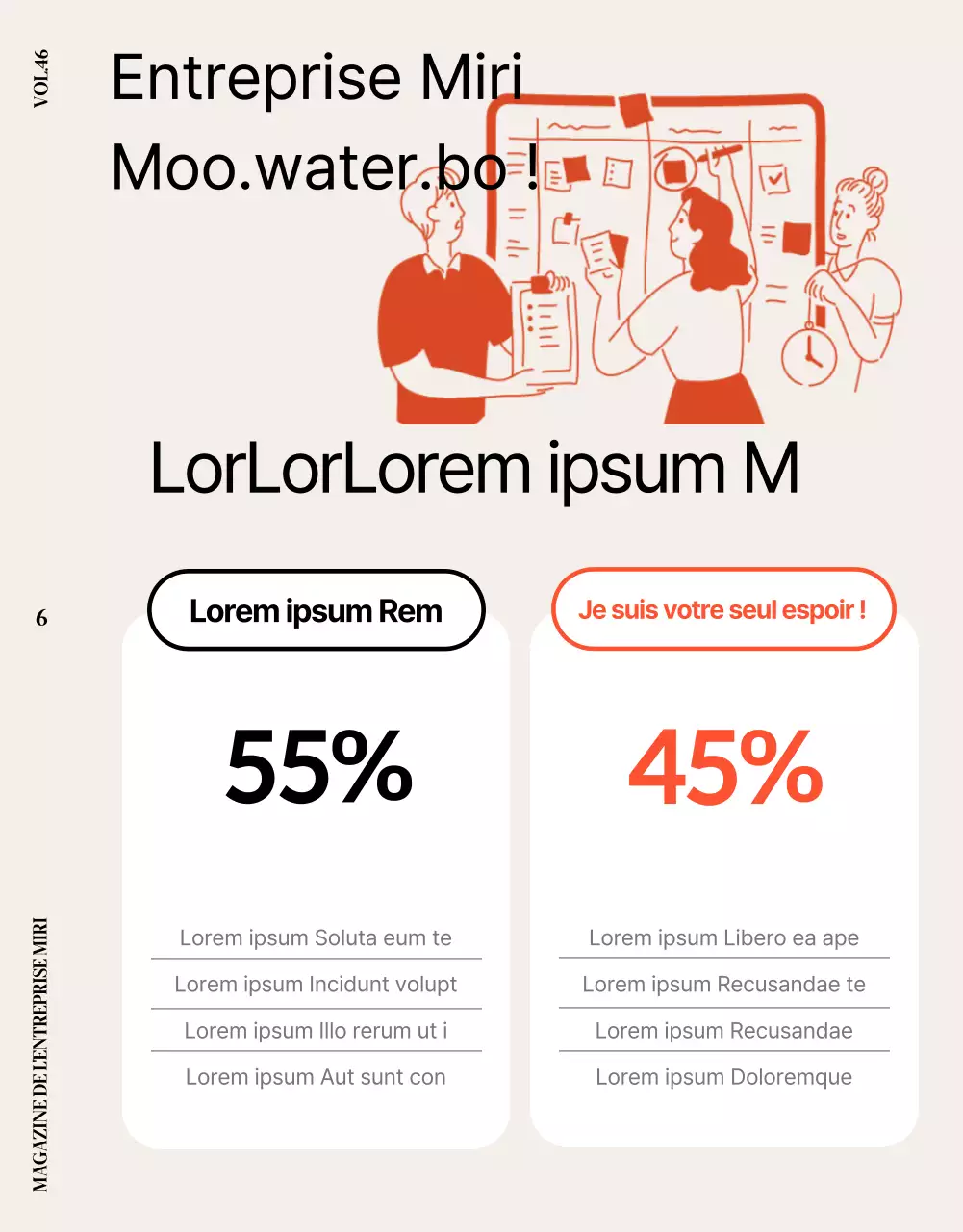 Un joli magazine interne d'entreprise orange et beige