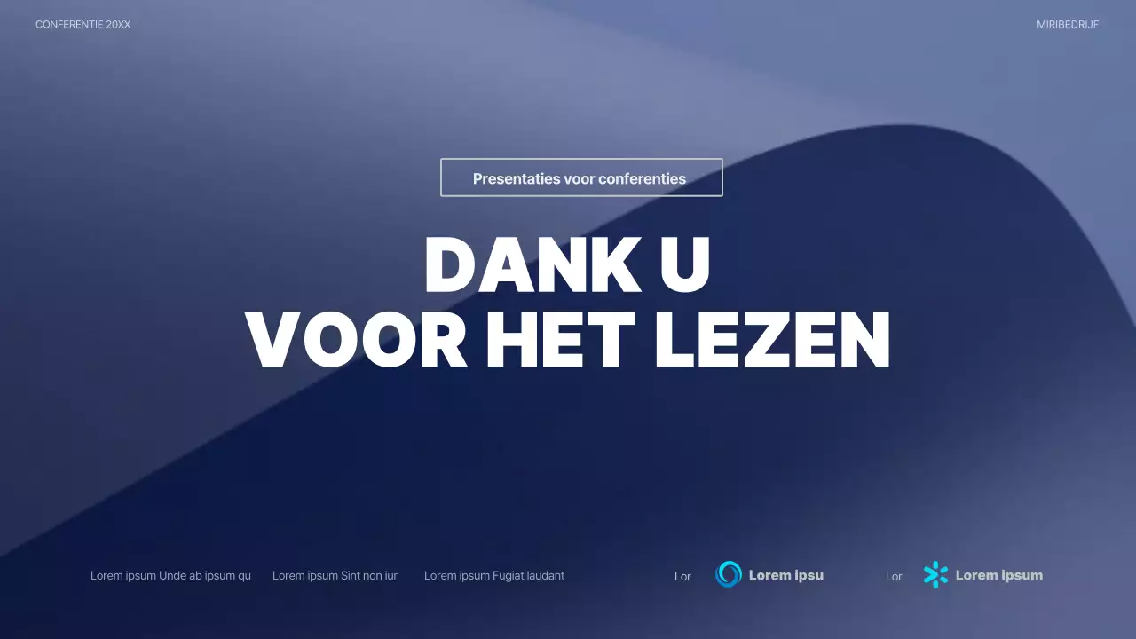 Een moderne conferentiepresentatie in marineblauw