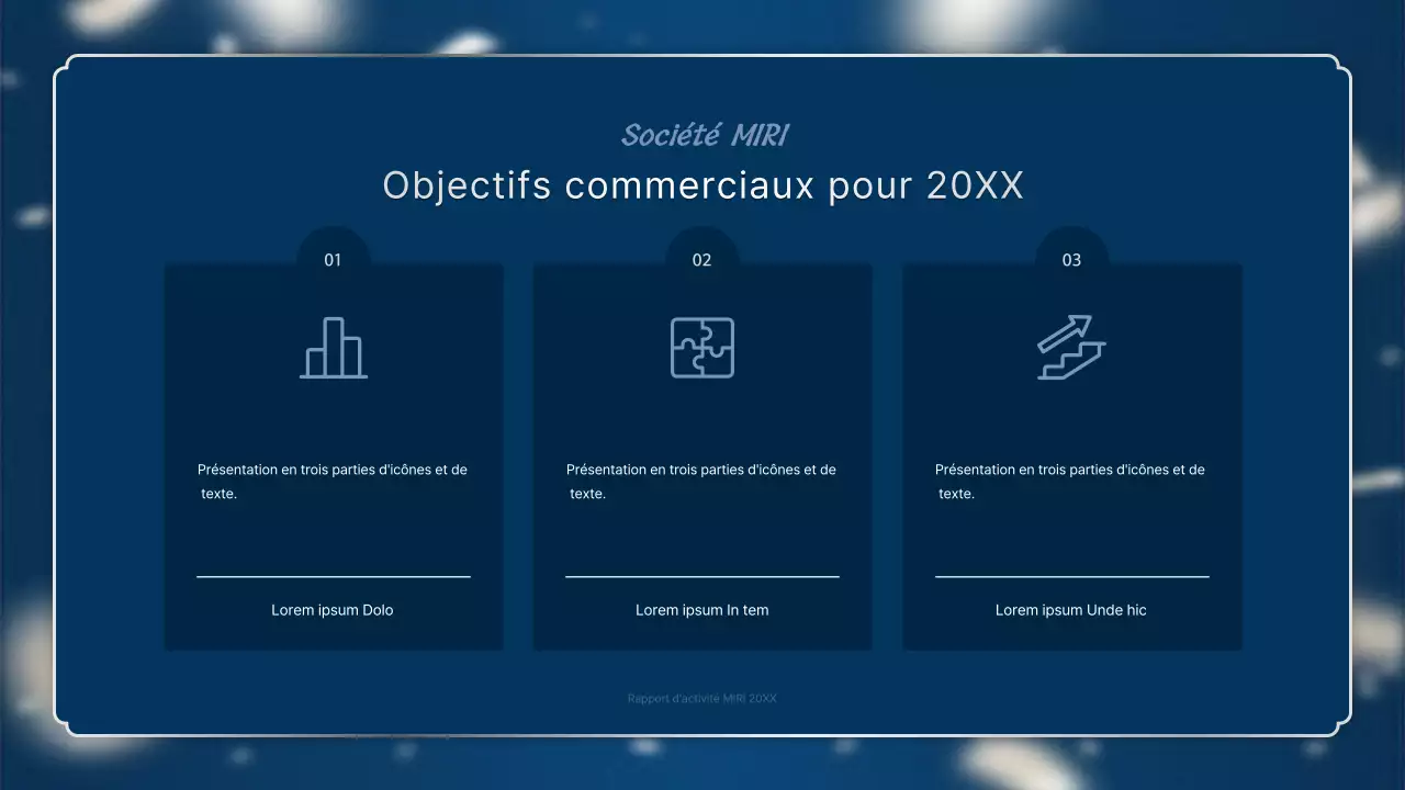 Un luxueux rapport de performance de fin d'année en bleu marine et argent