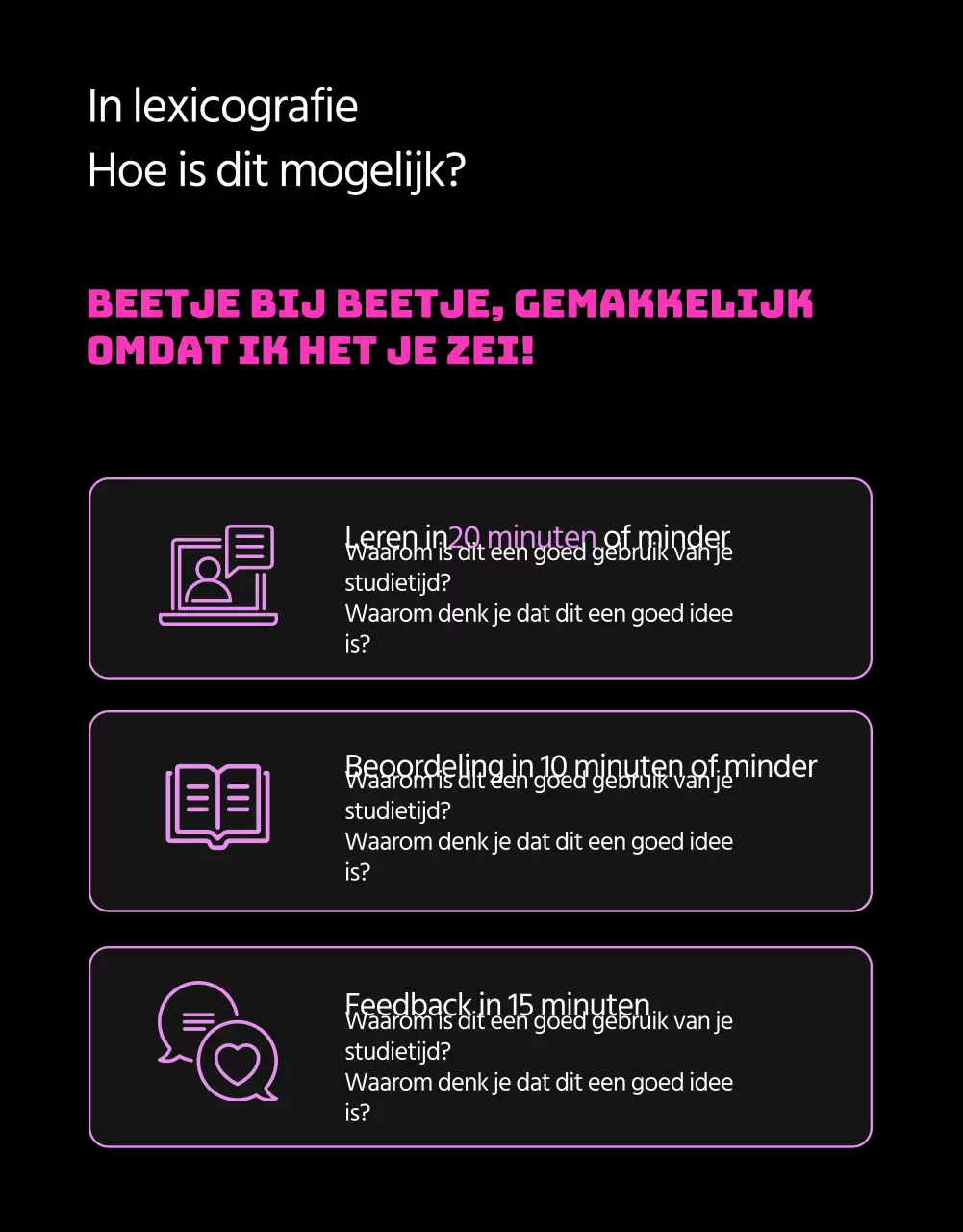 Engels leren in zwart en roze bevorderen