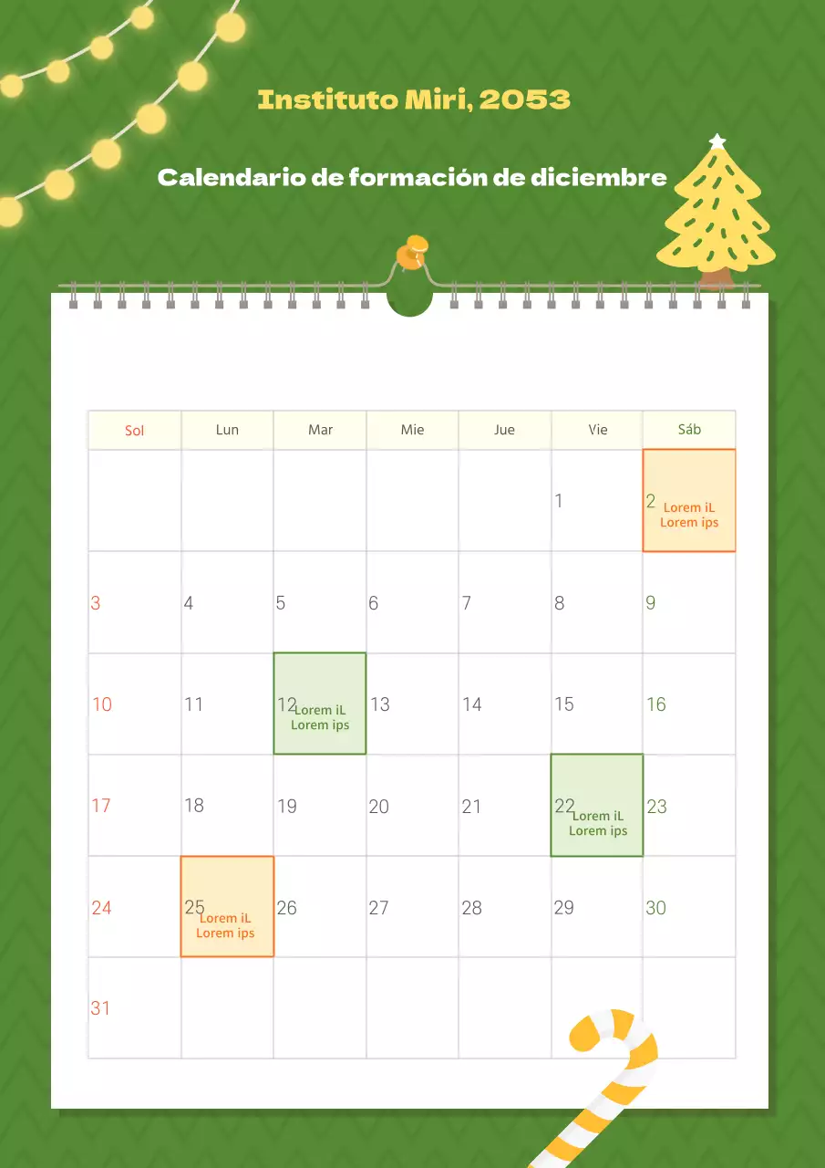Sencillo planificador de citas con calendario verde y amarillo