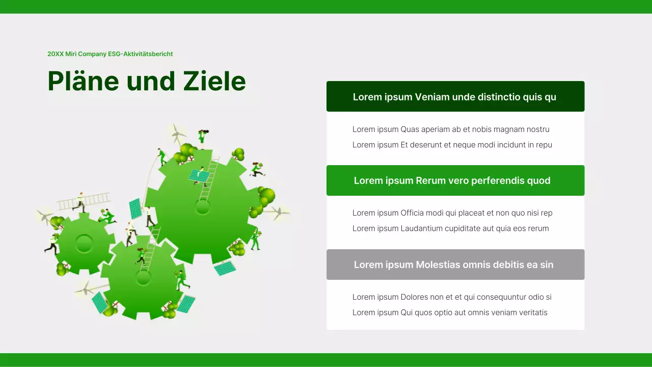 Ein einfacher Bericht zur sozialen Verantwortung von Unternehmen in Grün und Grau