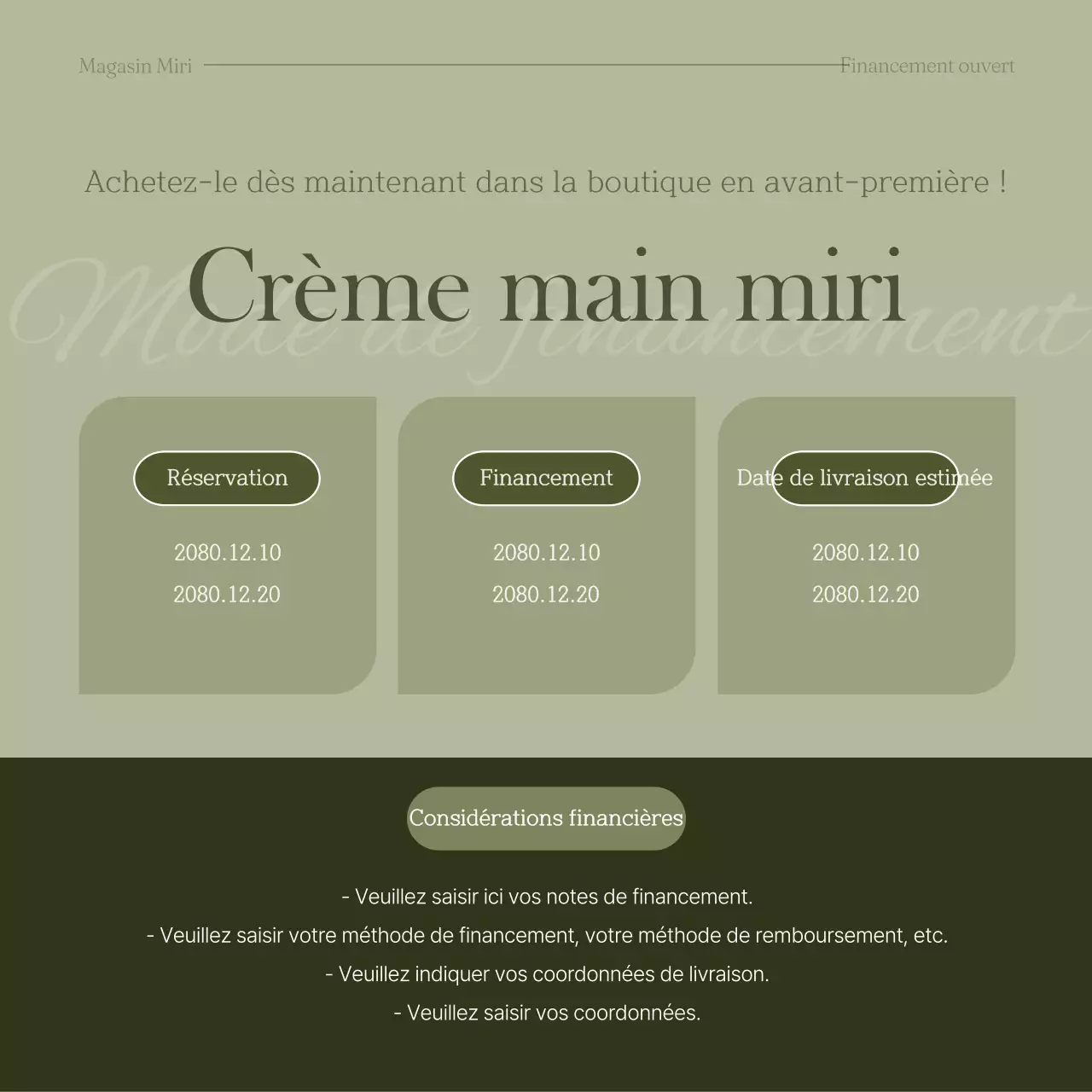 Kaki et blanc pour un guide de financement moderne