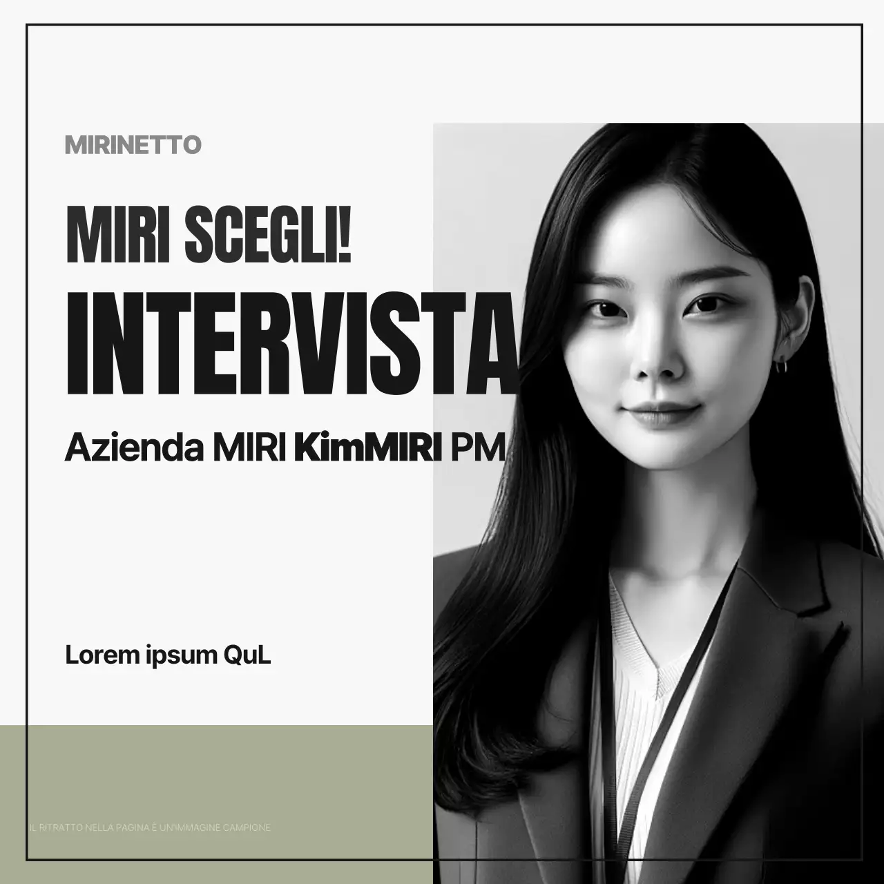 Semplice ritratto aziendale rivista intervista in bianco e nero e kaki